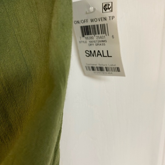 Style &co peasant on/off shoulder green short sleeve top small - Picture 3 of 6